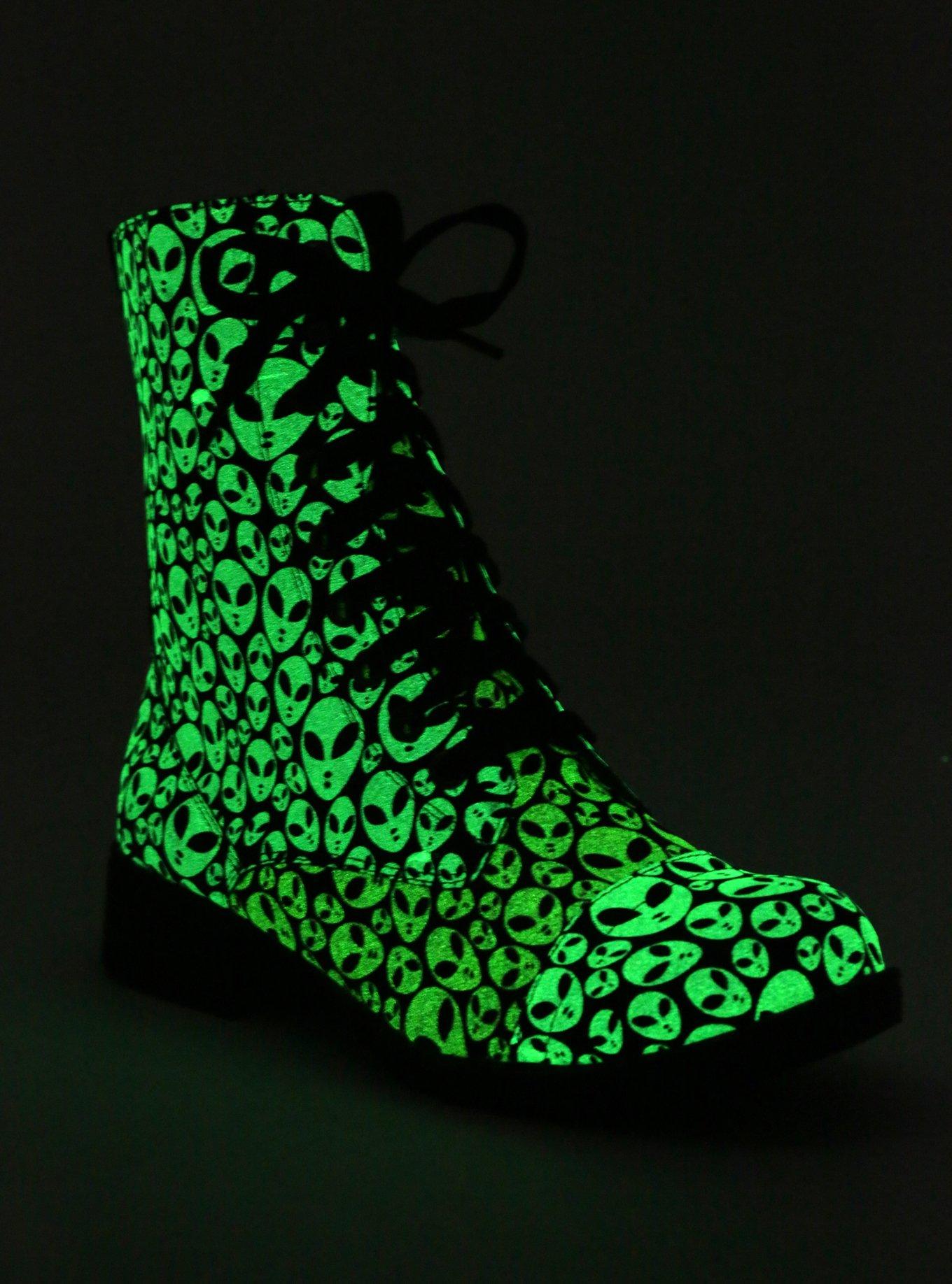 Alien Print Combat Boots, , alternate