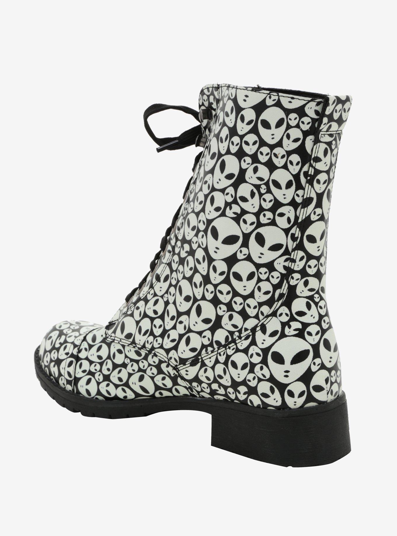 Alien Print Combat Boots, , alternate