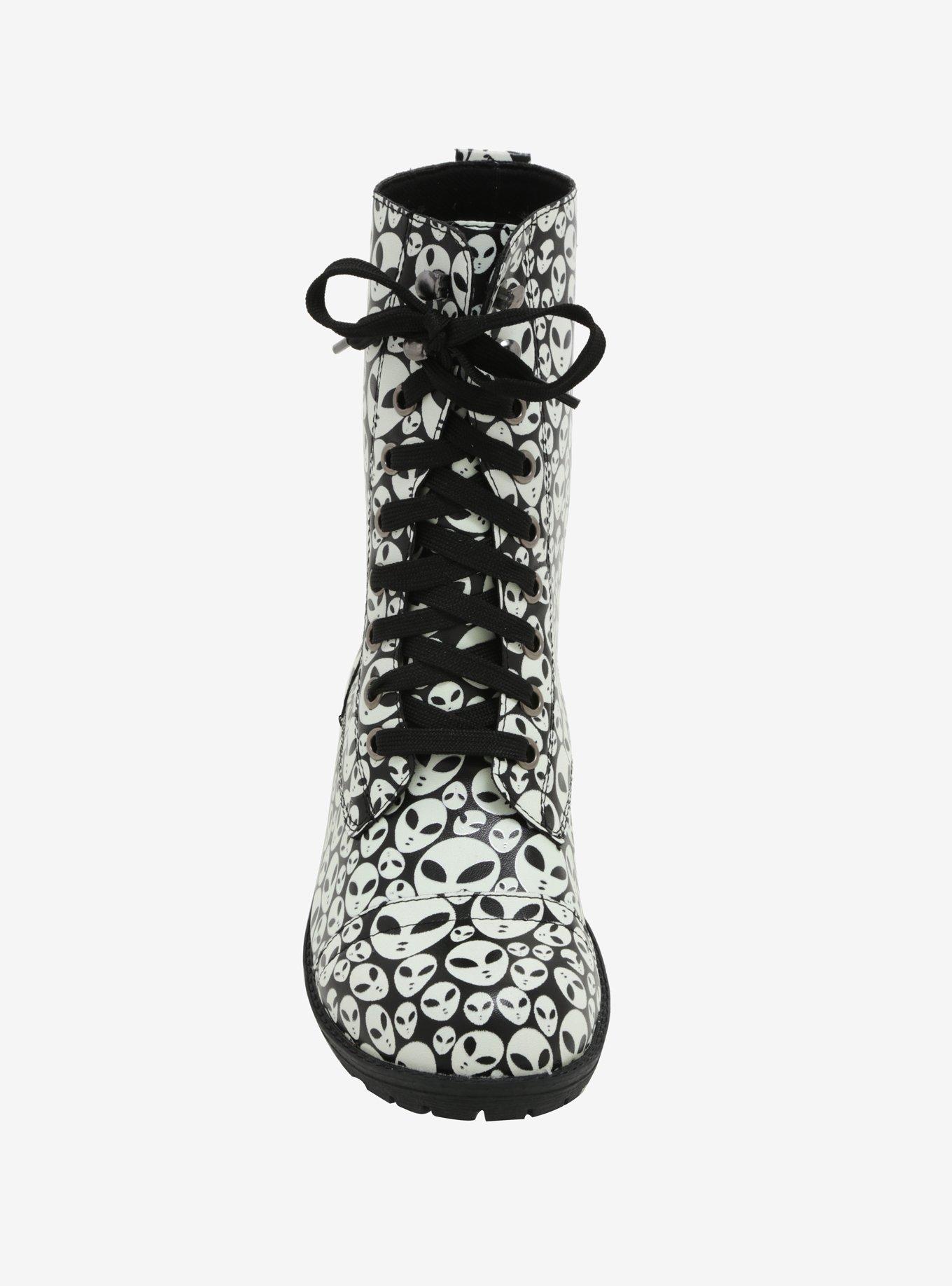 Alien Print Combat Boots, , alternate