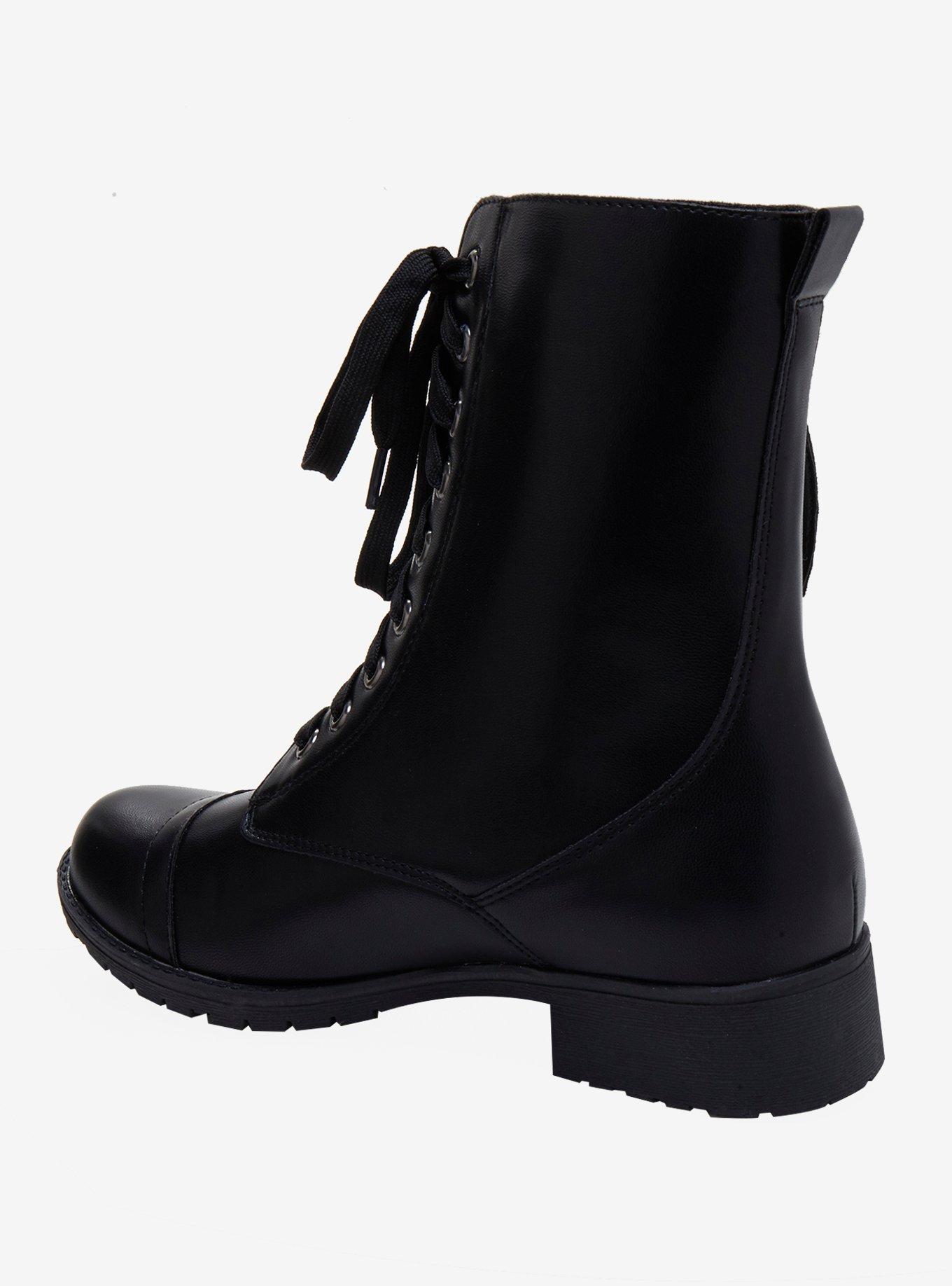 Black Bat Wing Combat Boots, , alternate