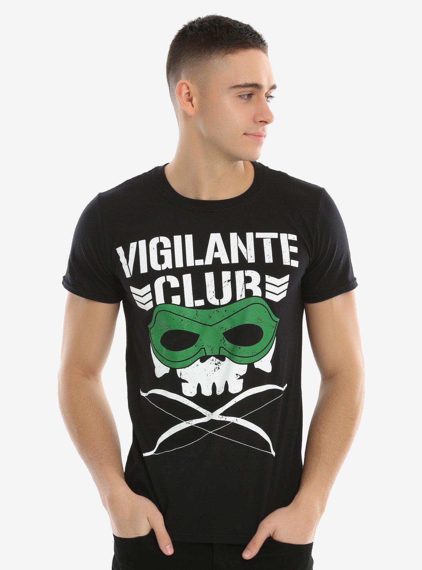 New Japan Pro-Wrestling Stephen Amell Vigilante Club Logo T-Shirt, BLACK, alternate