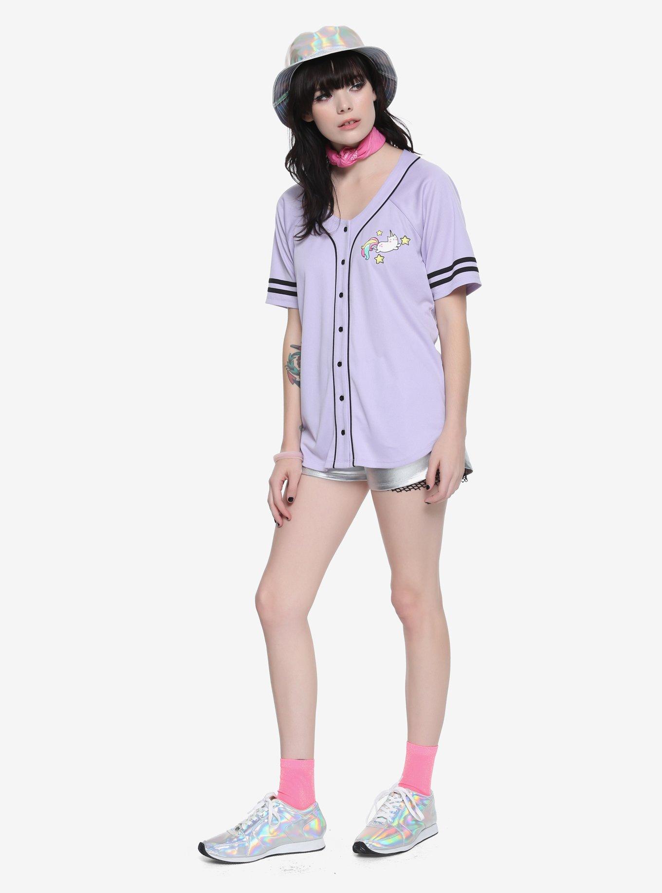 Lavender Caticorn Girls Baseball Jersey, , alternate