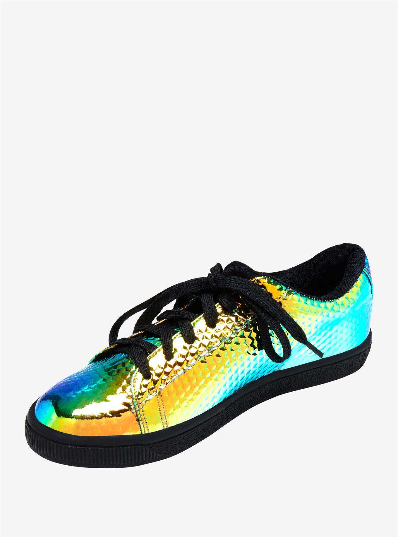 Oil Slick Textured Lace-Up Sneakers, , alternate