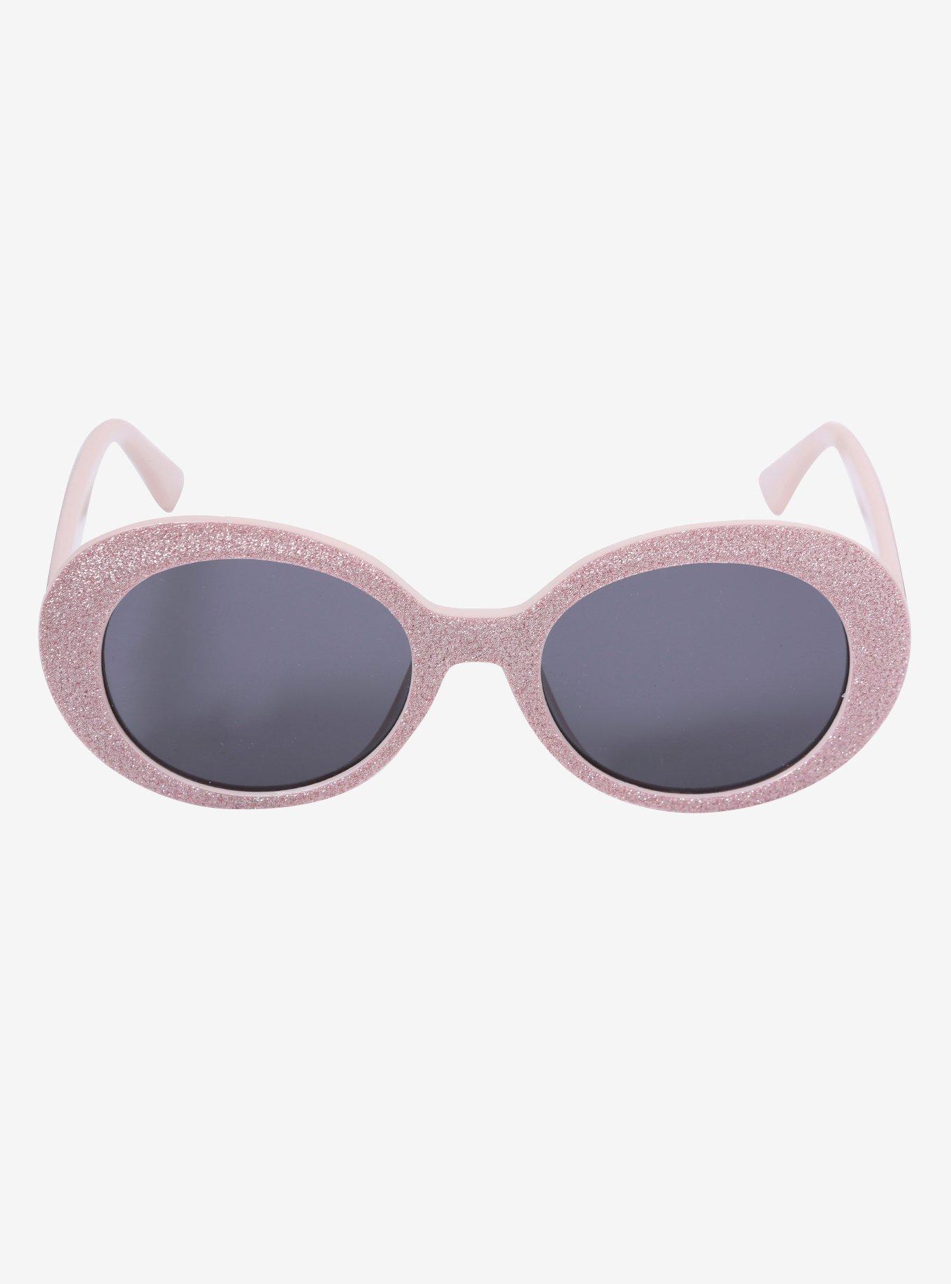 Rose Gold Glitter Oval Sunglasses, , alternate