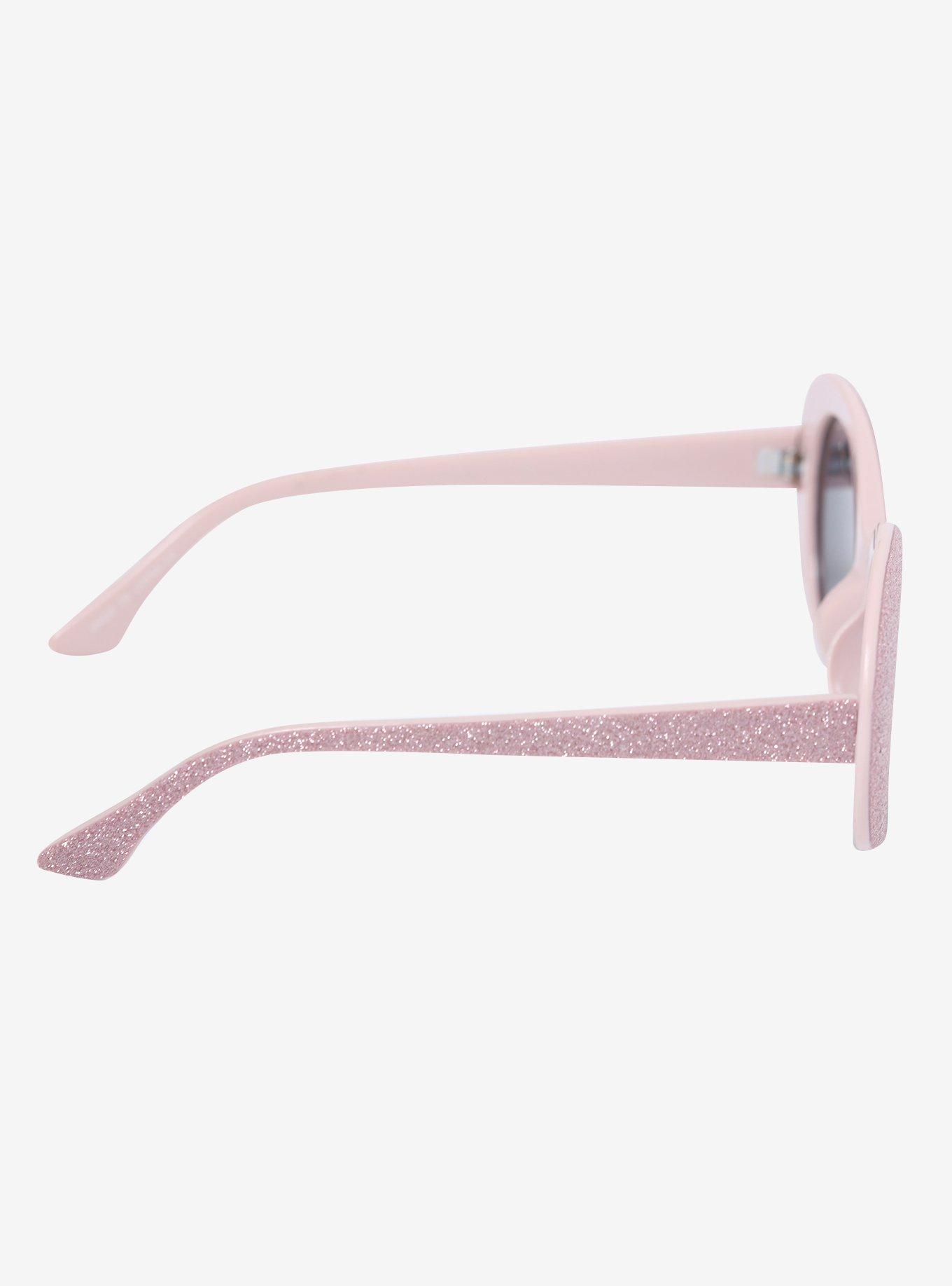Rose Gold Glitter Oval Sunglasses, , alternate