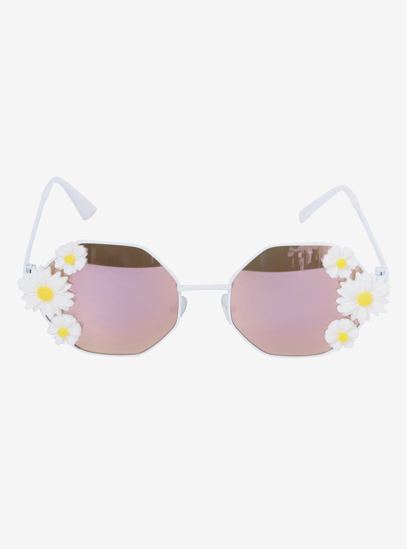 Daisy Accented Wire Frame Sunglasses, , alternate