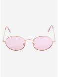 Pink Lens Rose Gold Oval Wire Sunglasss, , alternate
