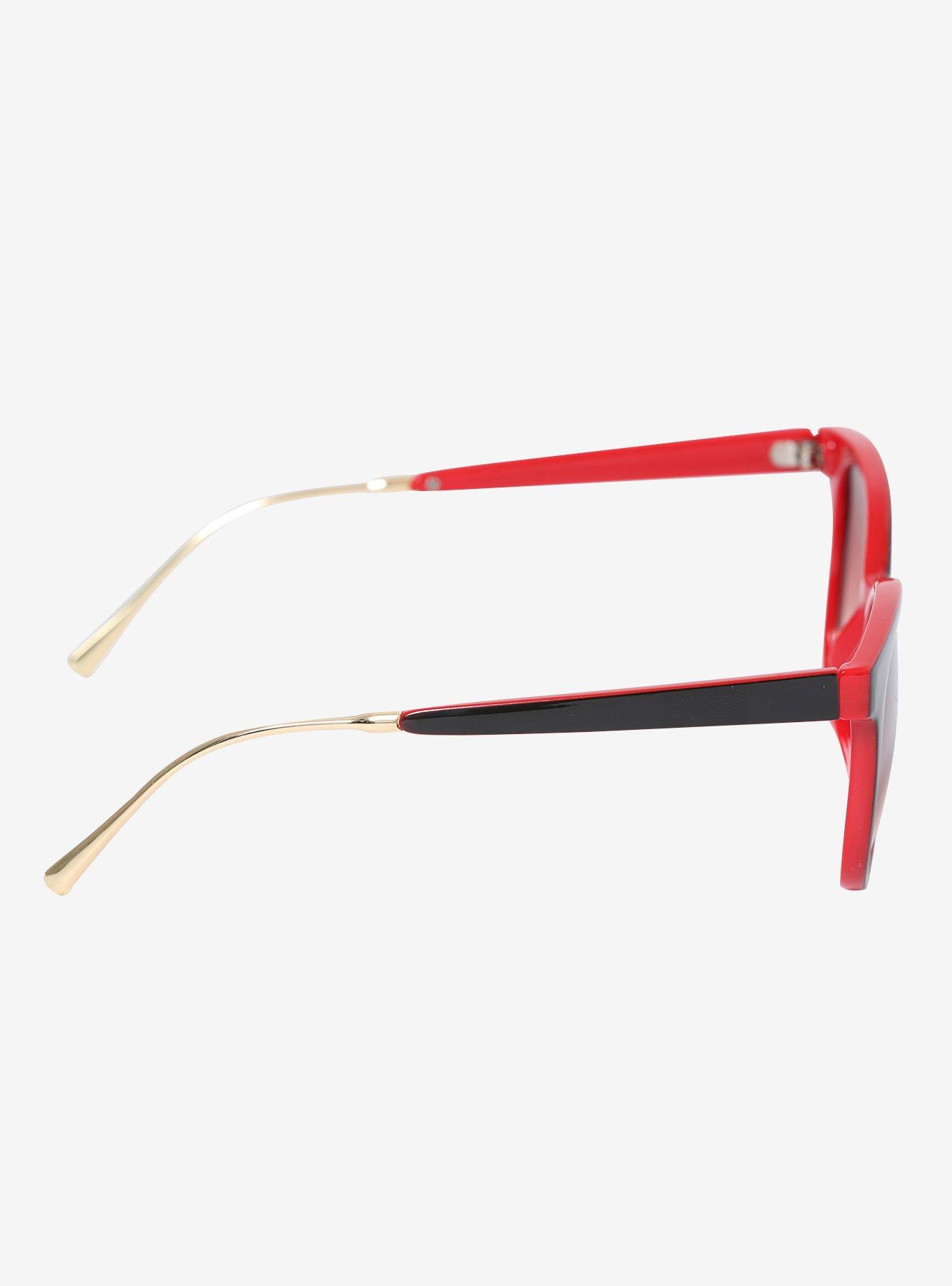Black & Red Round Frame Sunglasses, , alternate