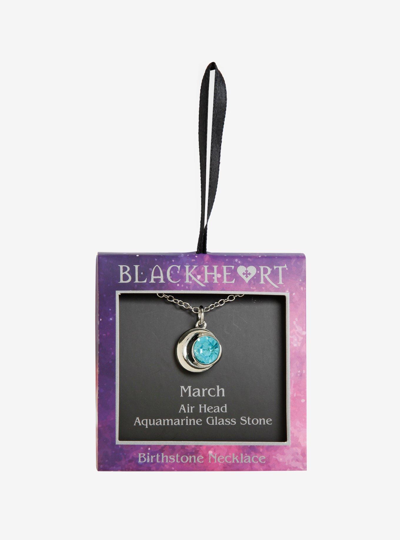 Blackheart March Birthstone Moon Necklace, , alternate