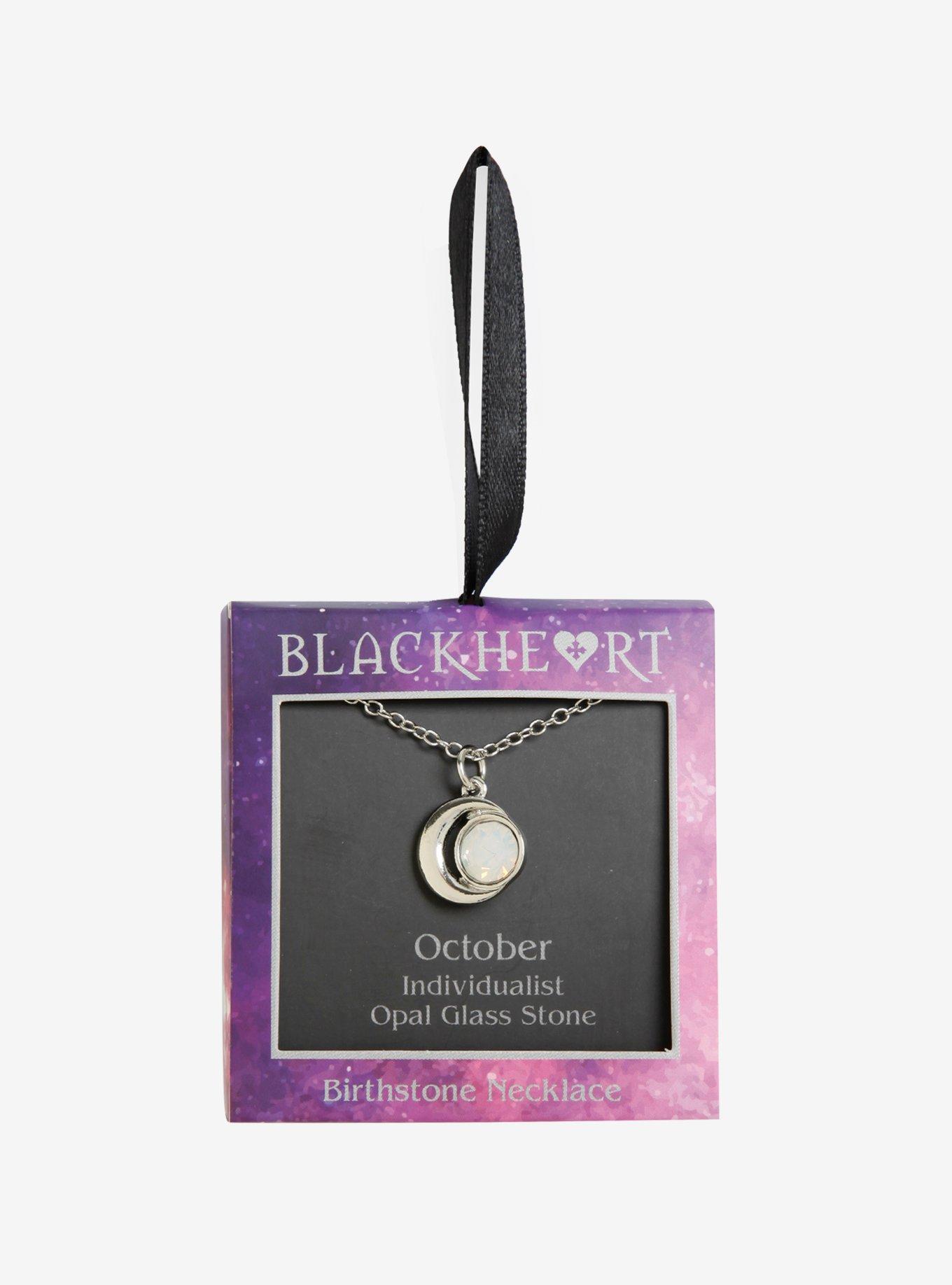 Blackheart October Birthstone Moon Necklace, , alternate