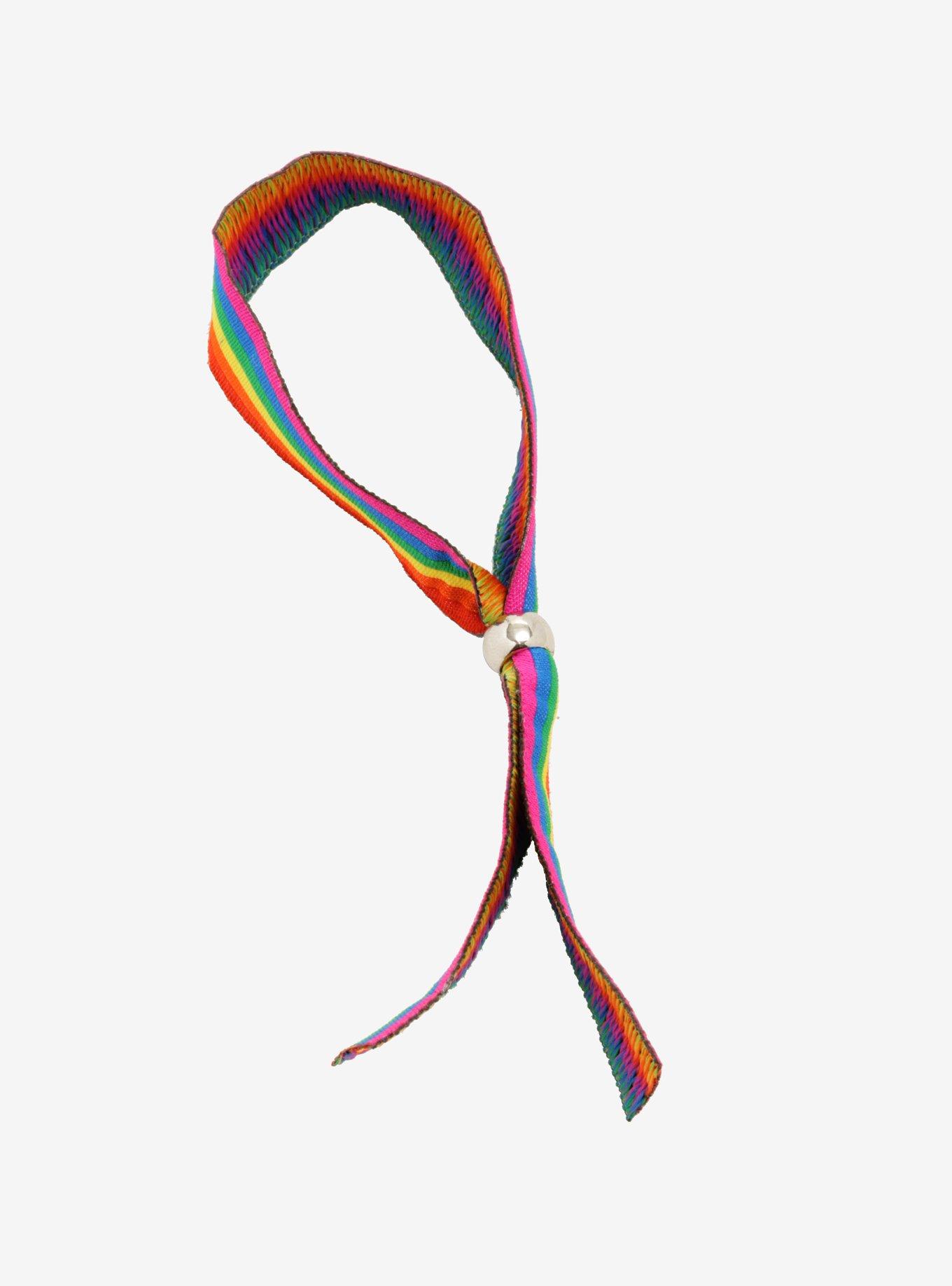 Rainbow Stripe Fabric Bracelet, , alternate