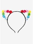 Blackheart Rainbow Flower Cat Ear Headband, , alternate
