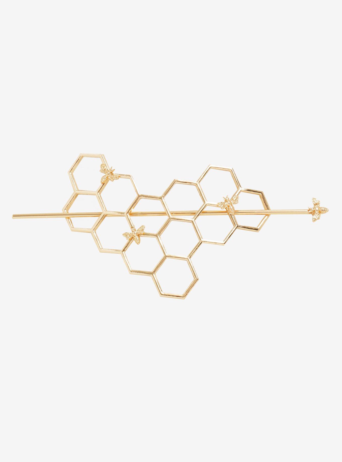 Gold Honeycomb Hair Pin, , alternate
