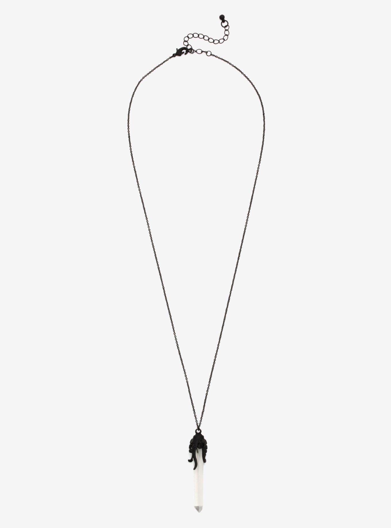 Blackheart Black Octopus Tentacle Crystal Necklace, , alternate