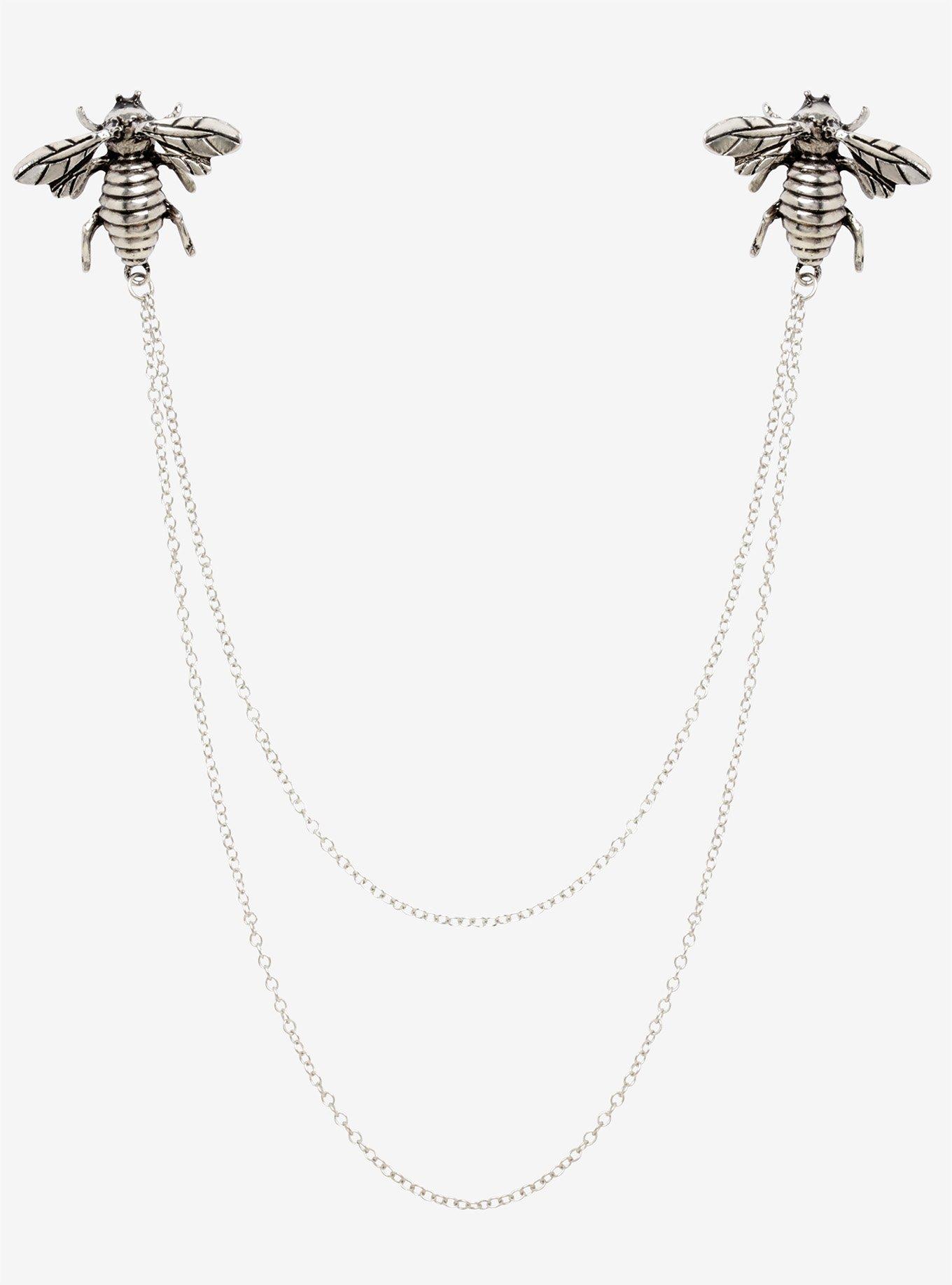 Blackheart Bee Collar Pins, , alternate