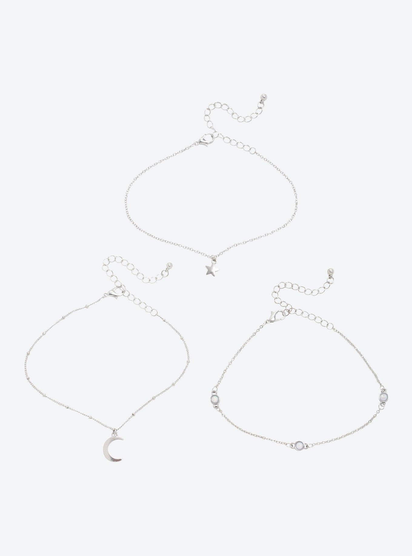 Blackheart Moon & Stars Ankle Bracelet Set, , alternate