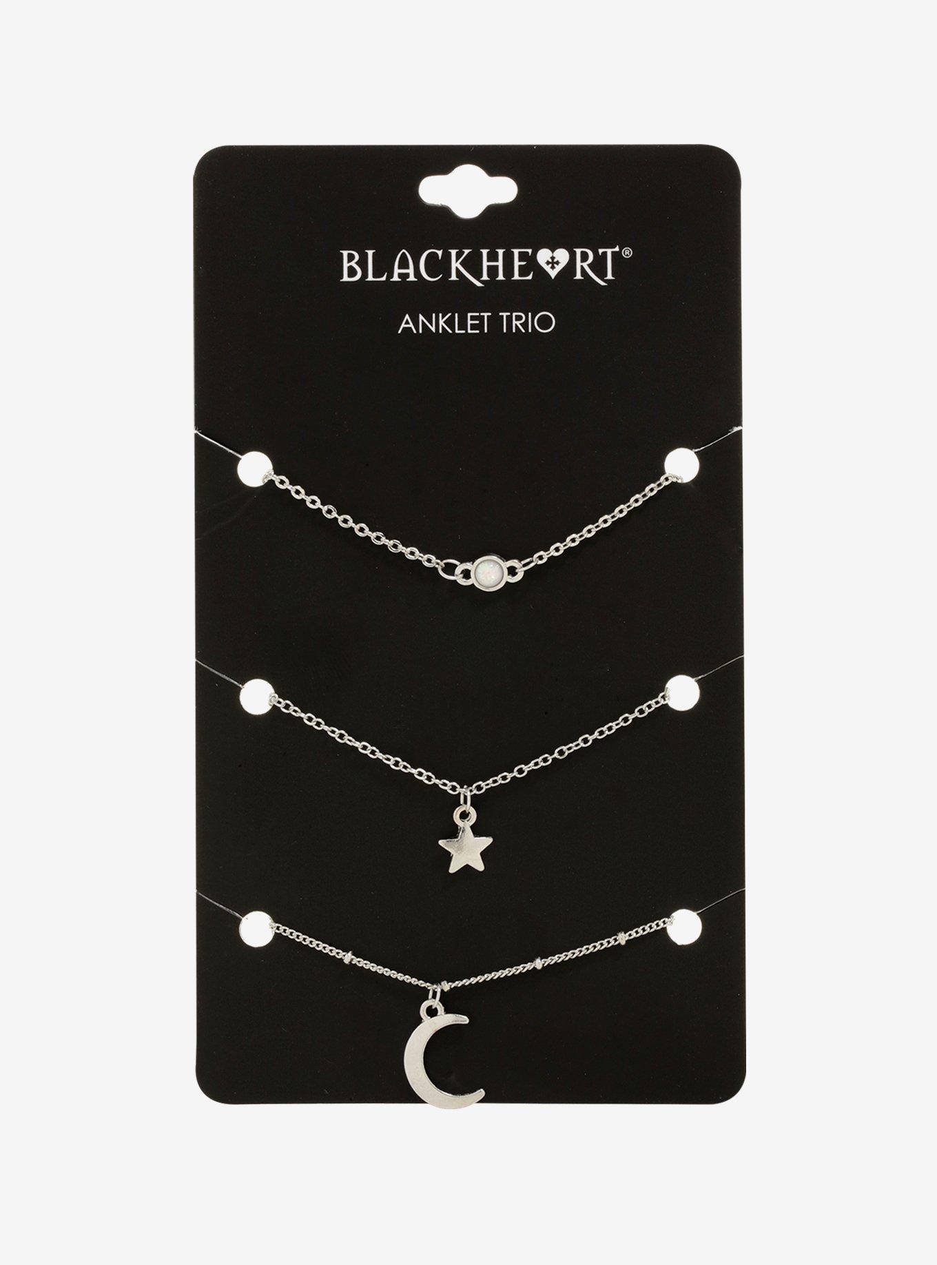 Blackheart Moon & Stars Ankle Bracelet Set, , alternate