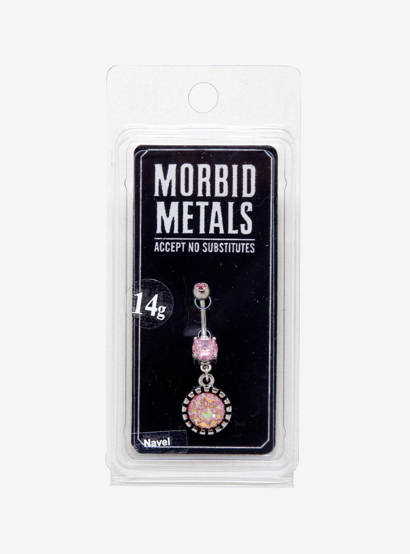 14G Steel Pink Circle Drop Navel Barbell, , alternate