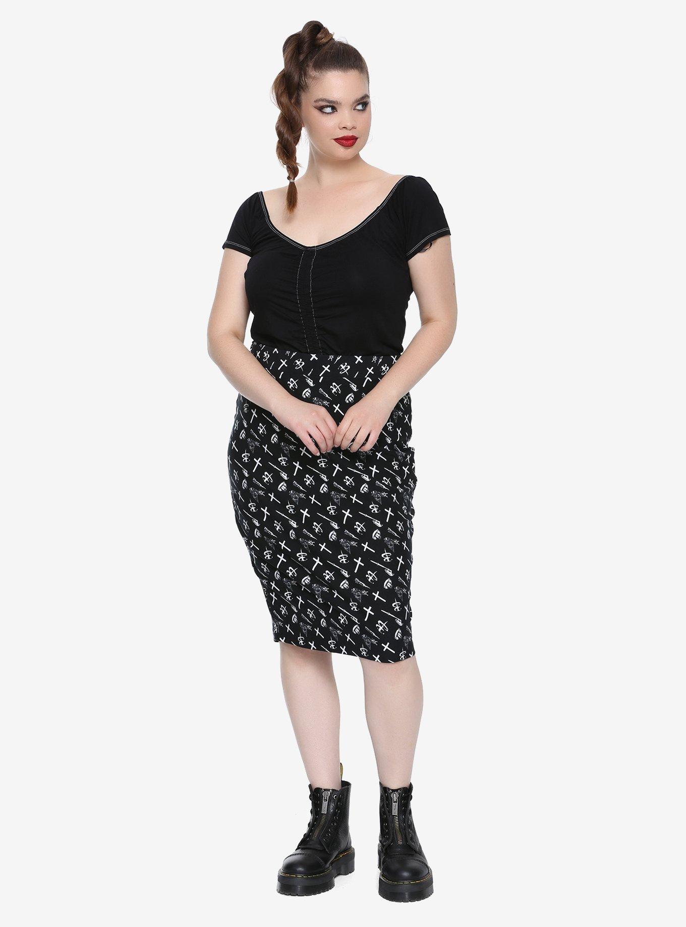 Buffy The Vampire Slayer Icons Pencil Skirt Plus Size, BLACK, alternate