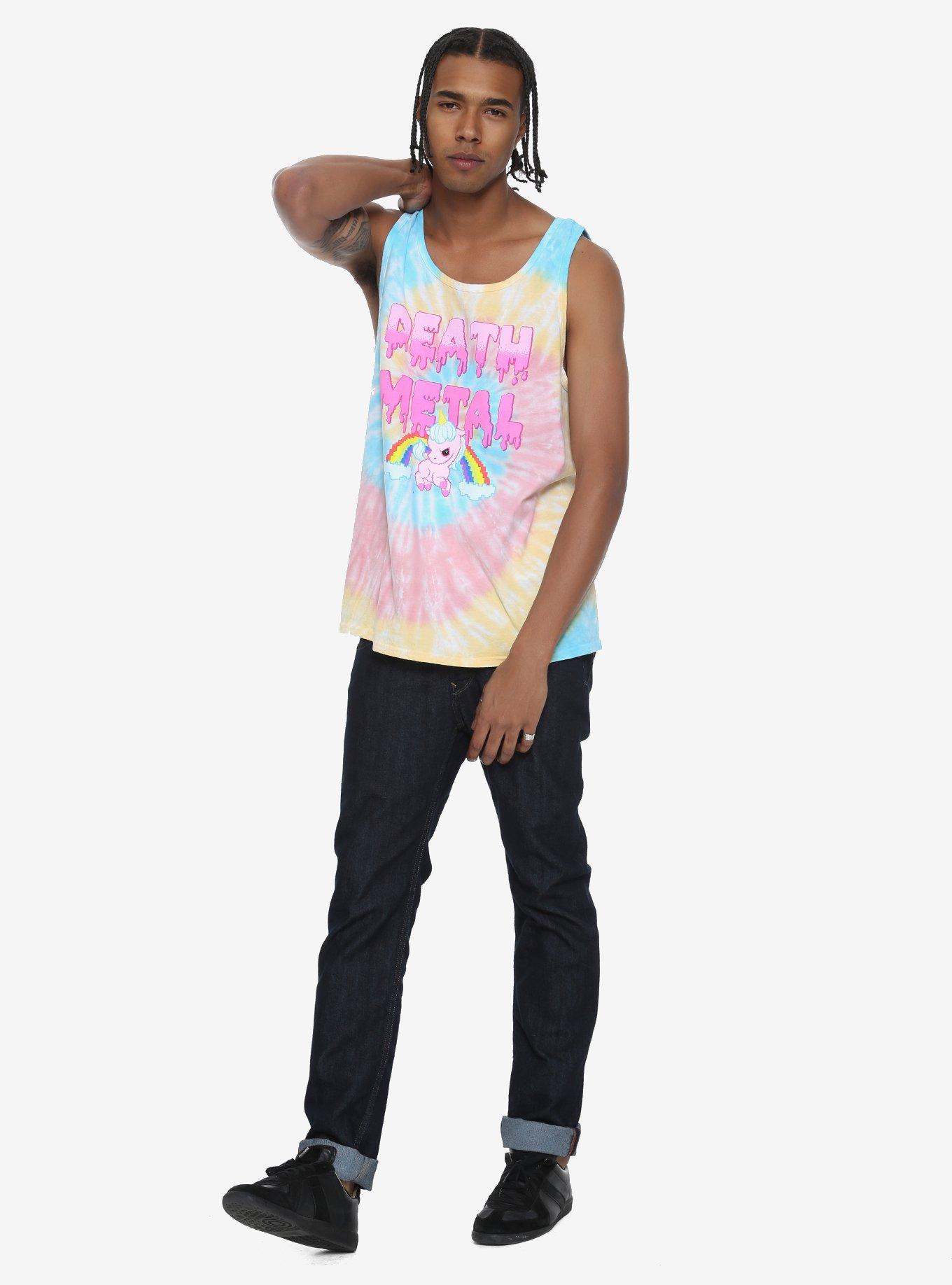 Tie Dye Death Metal Unicorn Tank Top, , alternate