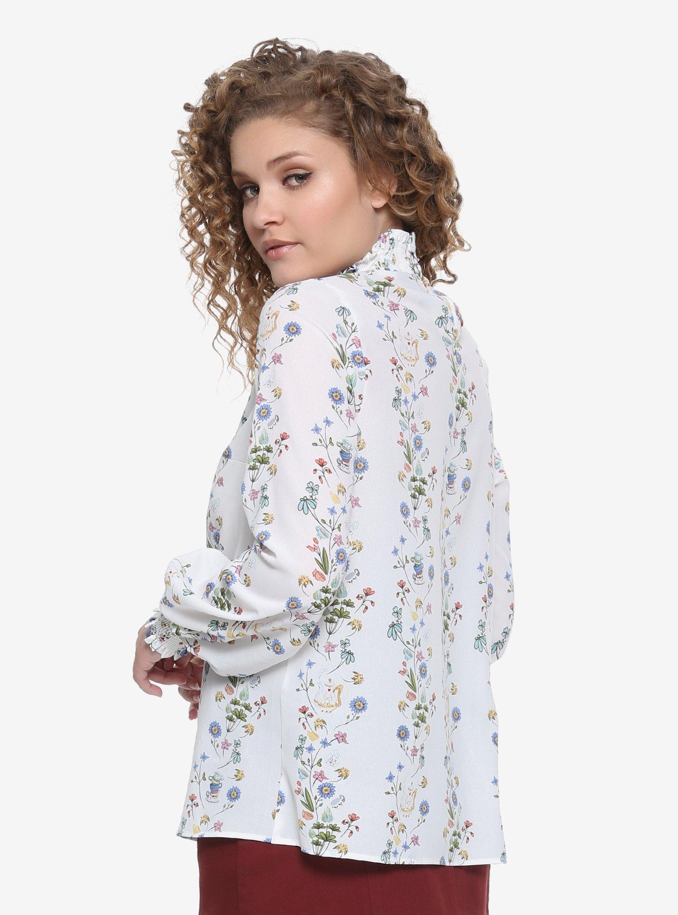 Disney Alice In Wonderland Smocked Neck Floral Top, , alternate