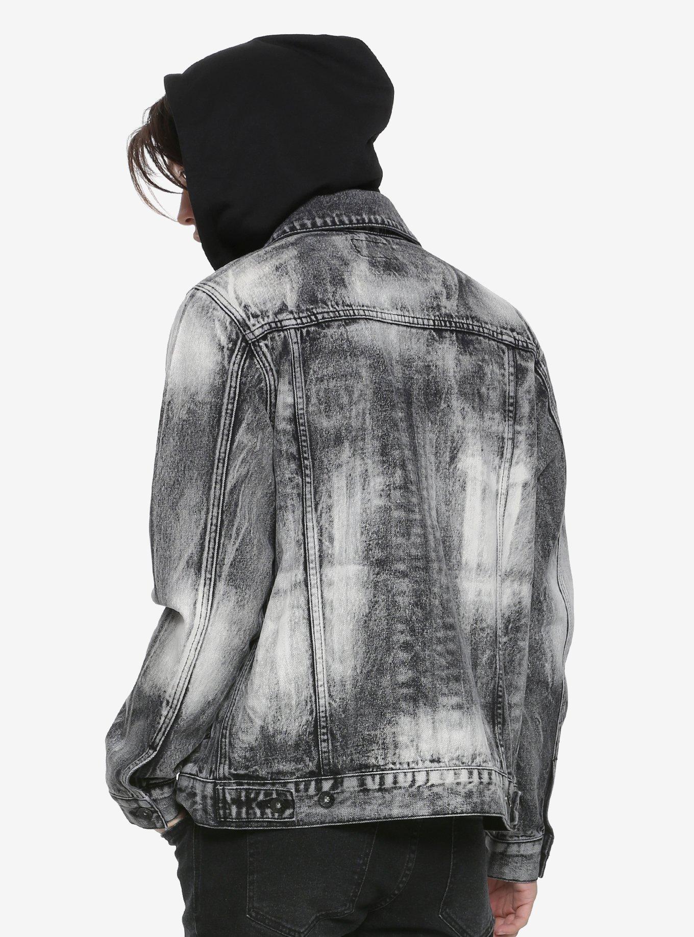 XXX Rude Grey Bleached Hooded Denim Jacket, , alternate