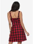 Red & Black Buffalo Plaid Buckle Strap Dress, , alternate