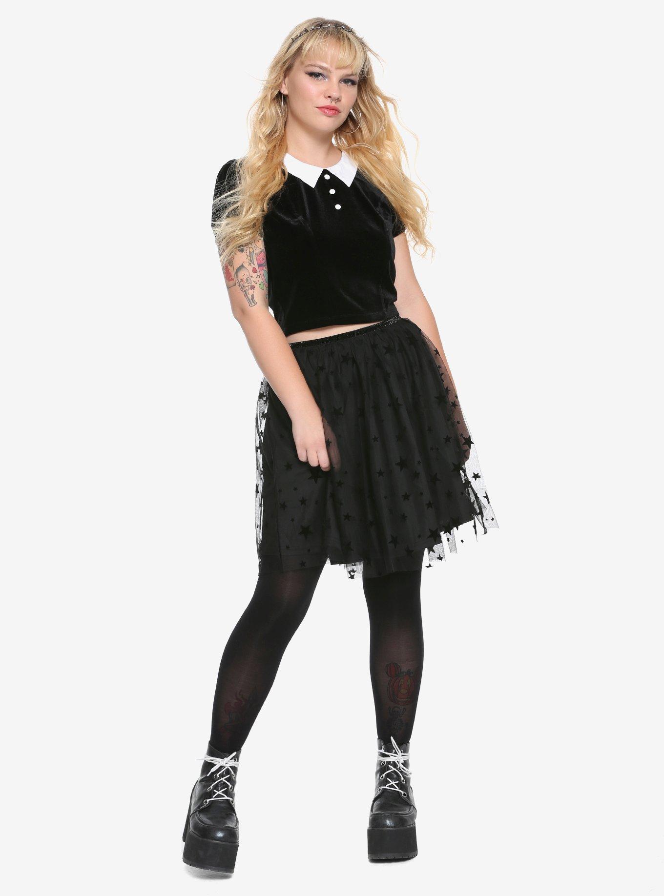 Black Velvet Star Mesh Skirt, , alternate