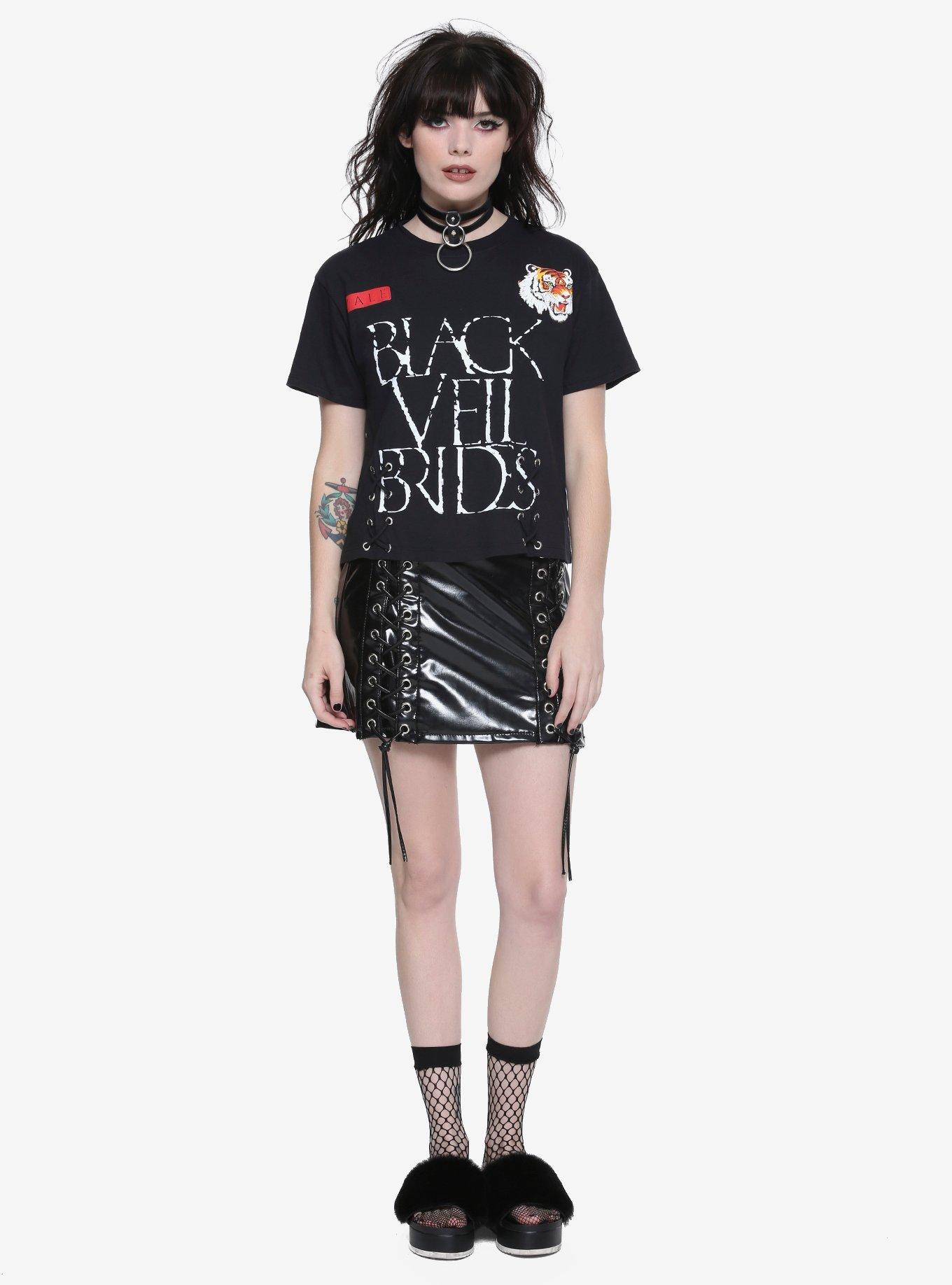 Black Veil Brides Lace Up Girls Crop Top, , alternate