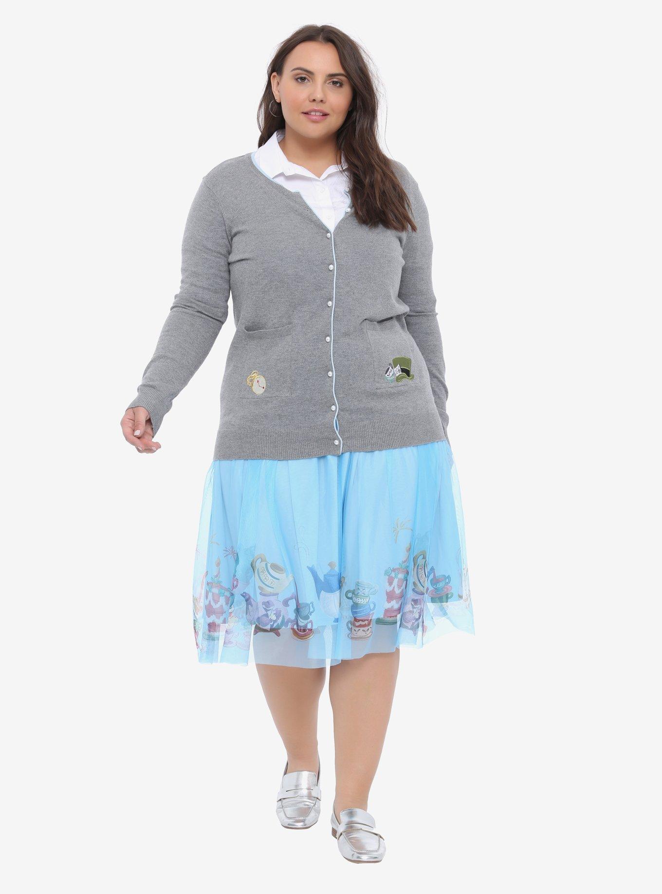 Disney Alice In Wonderland Grey High Tea Cardigan Plus Size, , alternate