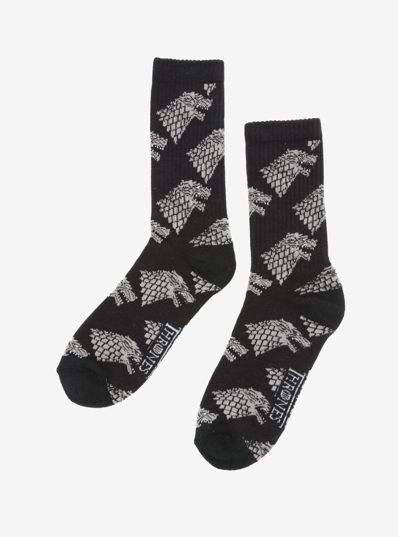 Game Of Thrones Stark Sigil Print Crew Socks, , alternate