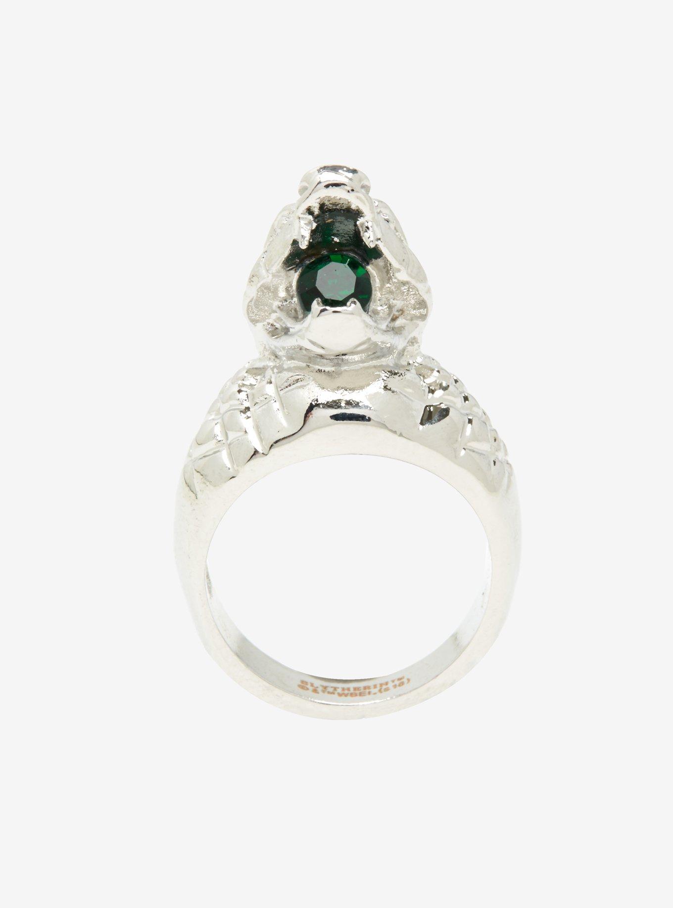 Harry Potter Slytherin Green Stone Snake Ring, , alternate