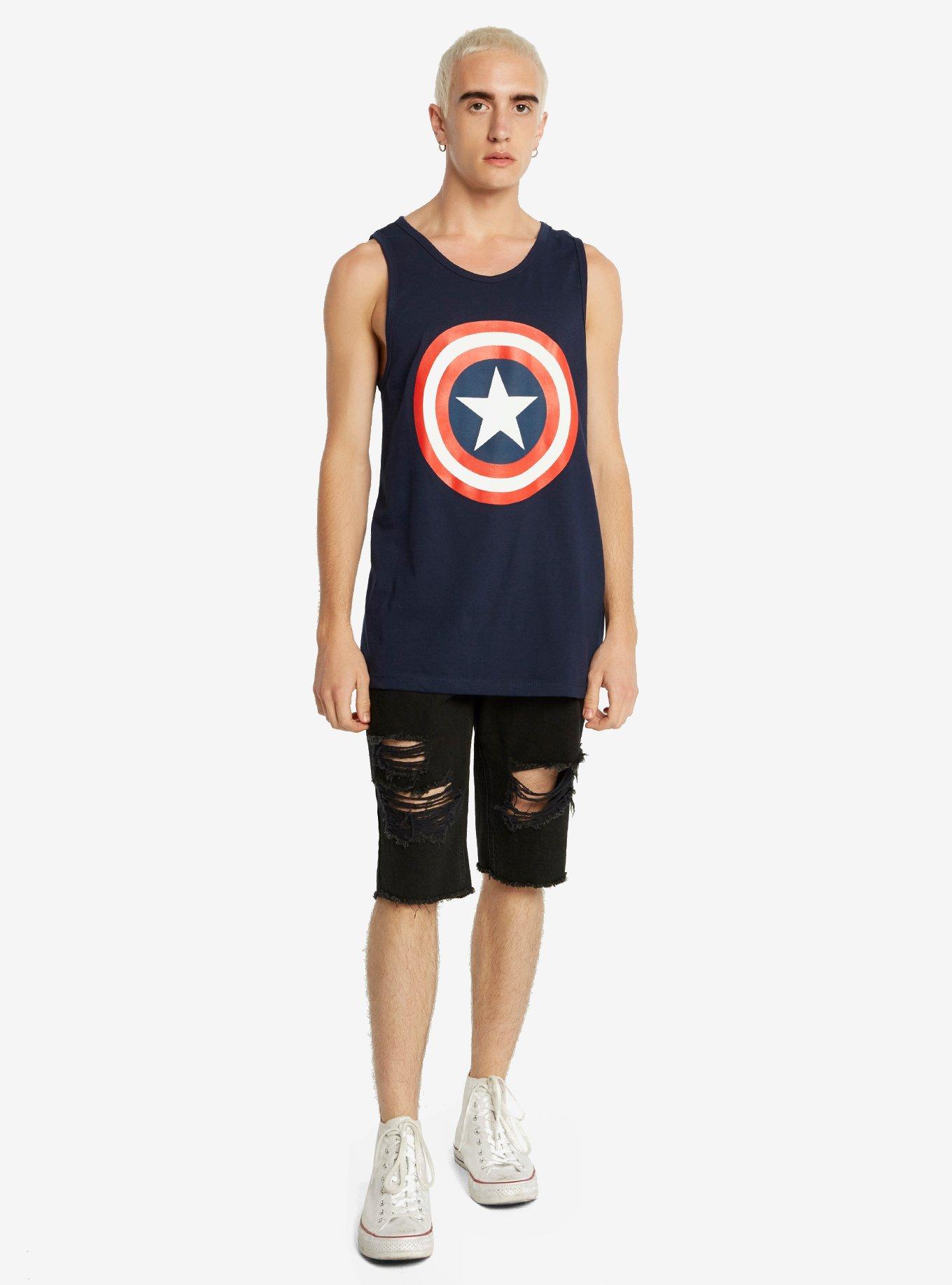 Marvel Captain America Logo Tank Top, NAVY, alternate