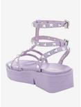Lavender Studded Strappy Flatform Sandals, , alternate