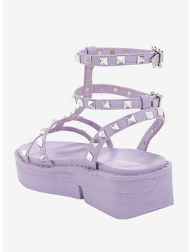 Plus Size Lavender Studded Strappy Flatform Sandals, , hi-res