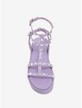 Lavender Studded Strappy Flatform Sandals, , alternate