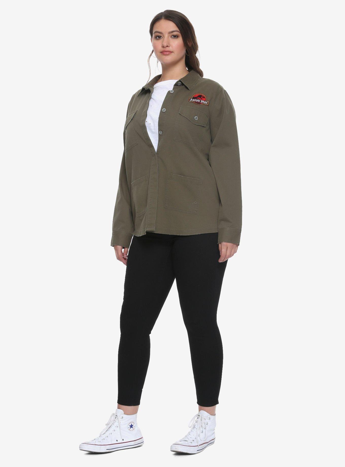 Jurassic Park Destructed Girls Staff Jacket Plus Size, , alternate
