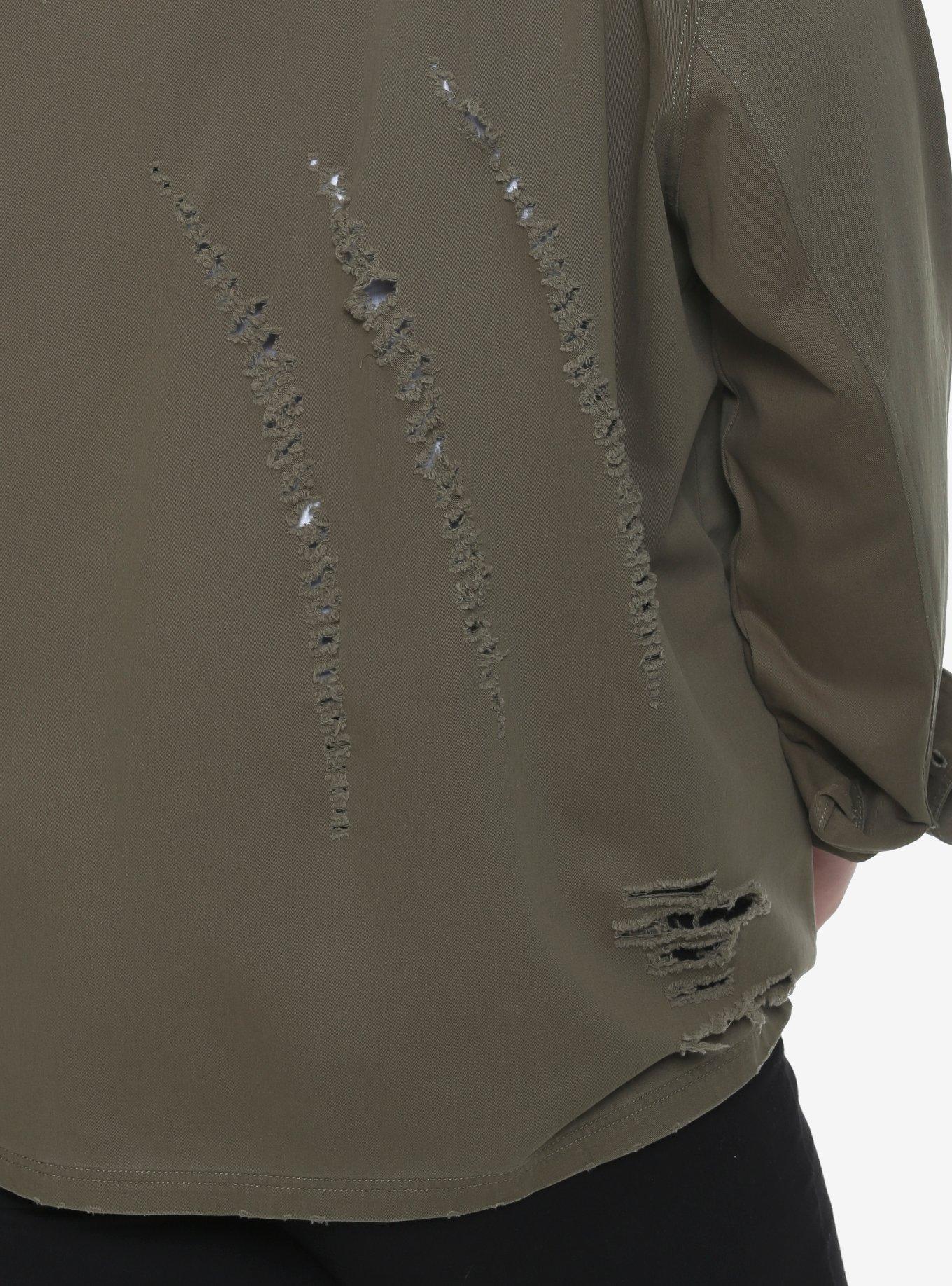 Jurassic Park Destructed Girls Staff Jacket Plus Size, , alternate