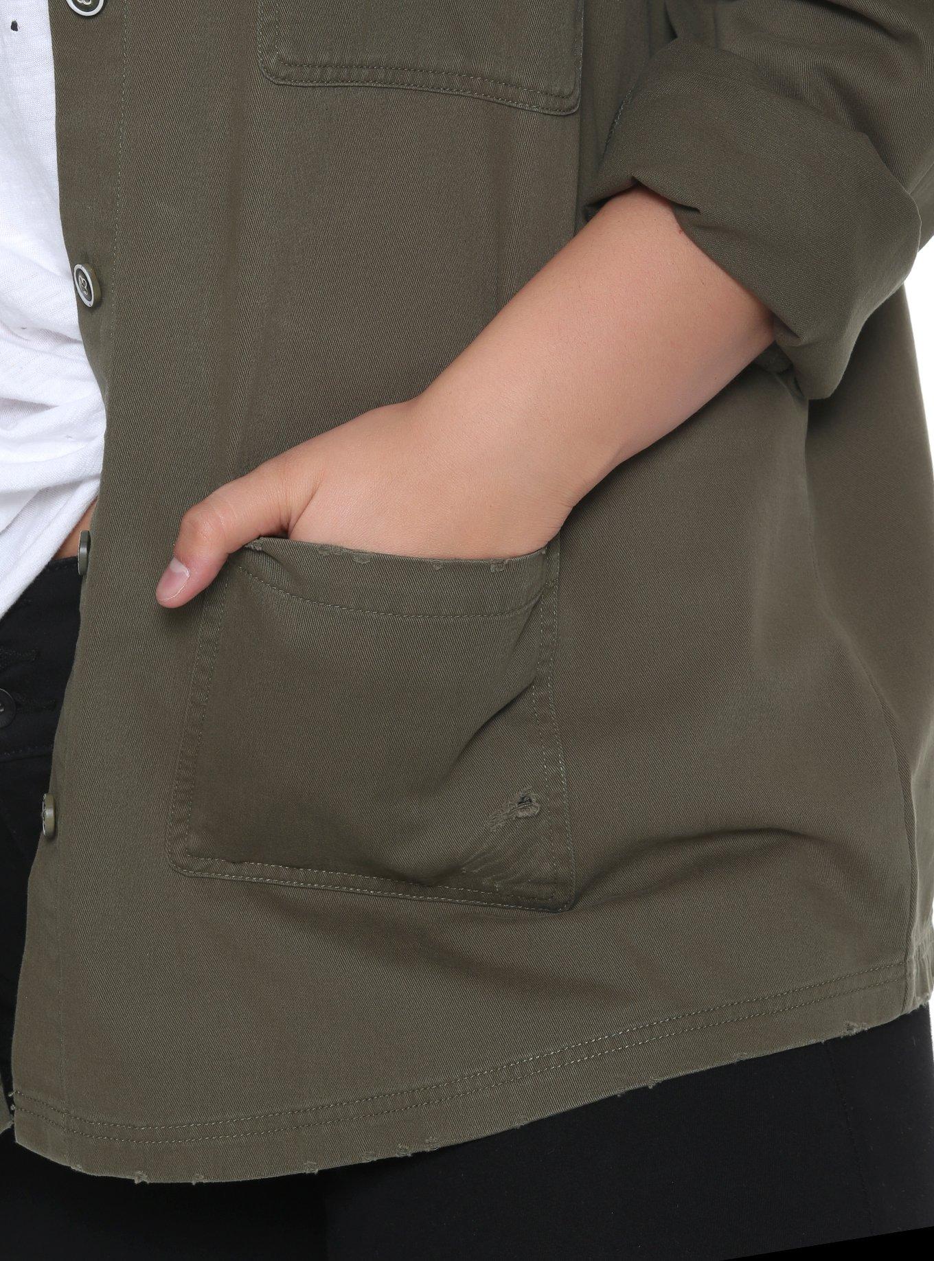 Jurassic Park Destructed Girls Staff Jacket Plus Size, , alternate