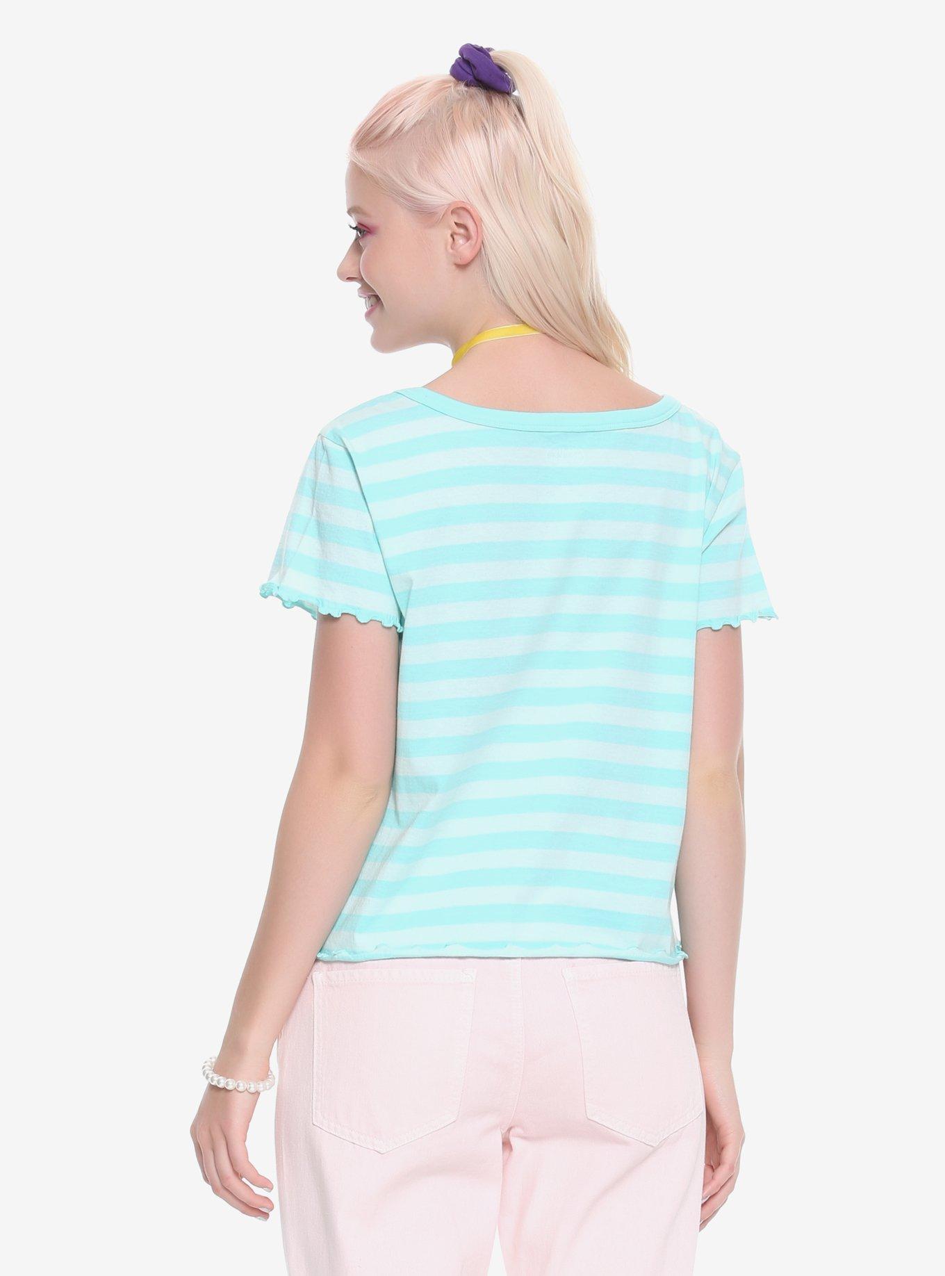 Polly Pocket Striped Lettuce Hem Girls Pocket T-Shirt, MINT, alternate