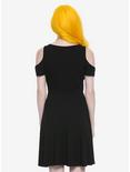Black Iridescent Rib Cage Cold Shoulder Dress, , alternate