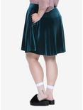 Green Velvet Skater Skirt Plus Size, , alternate