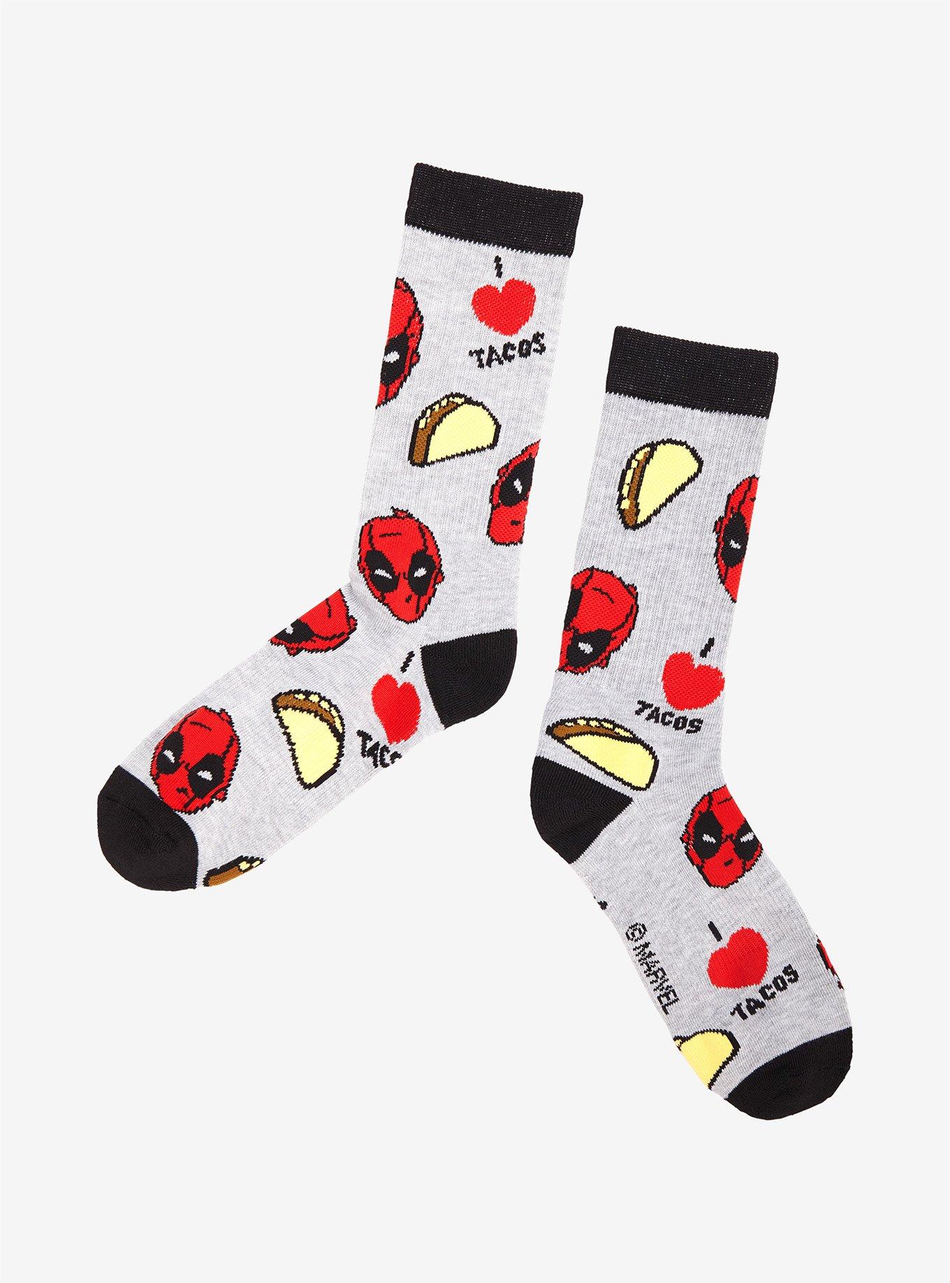 Marvel Deadpool Loves Tacos Socks, , alternate