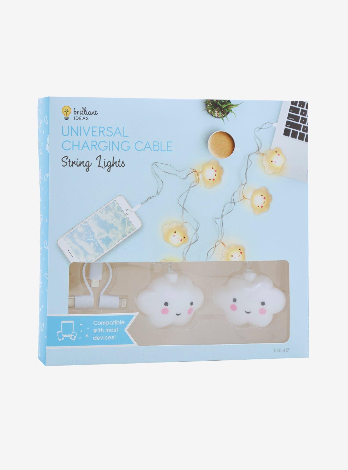 Kawaii Clouds Universal Charging Cable String Lights, , alternate