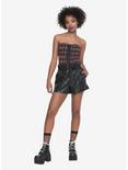 Plaid Smocked Lace-Front Bustier Girls Tube Top, , alternate
