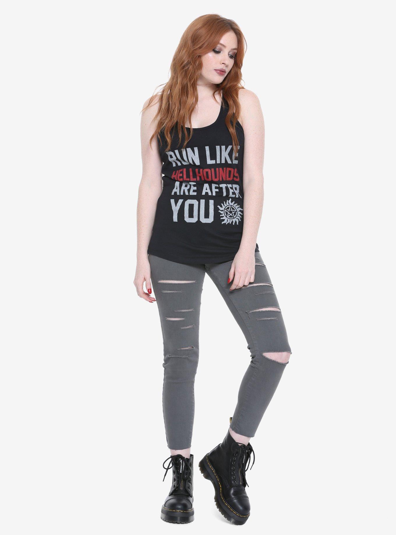 Supernatural Run Like Hellhounds Girls Tank Top, , alternate