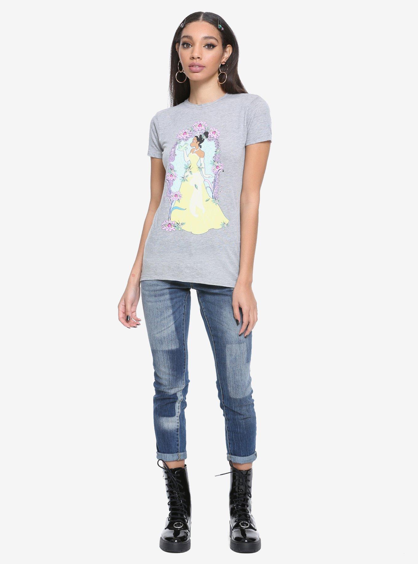 Disney The Princess And The Frog Floral Girls T-Shirt, GREY, alternate