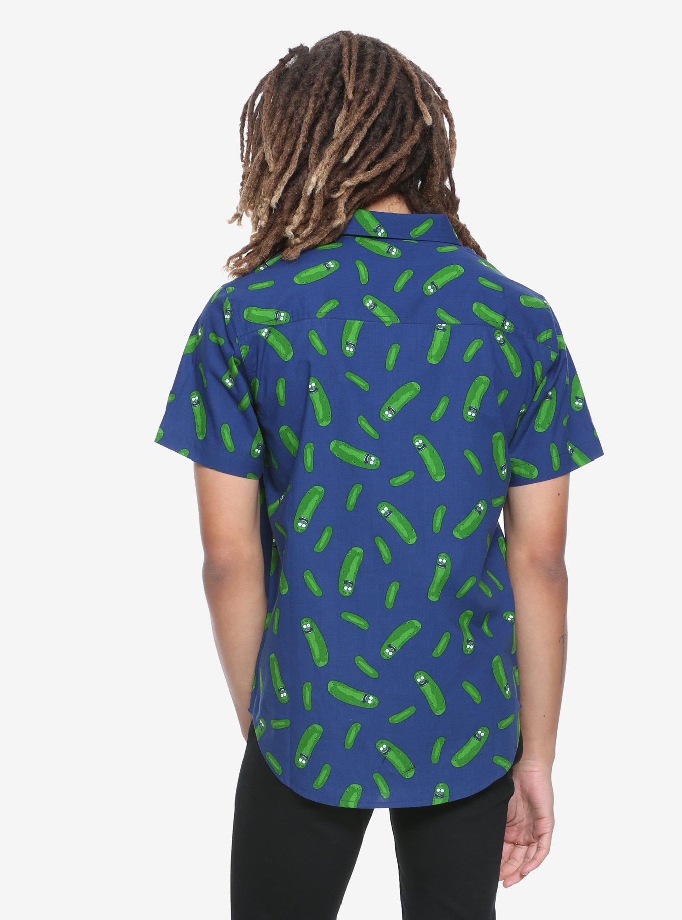 Rick And Morty Pickle Rick Short-Sleeved Woven Button-Up, , alternate