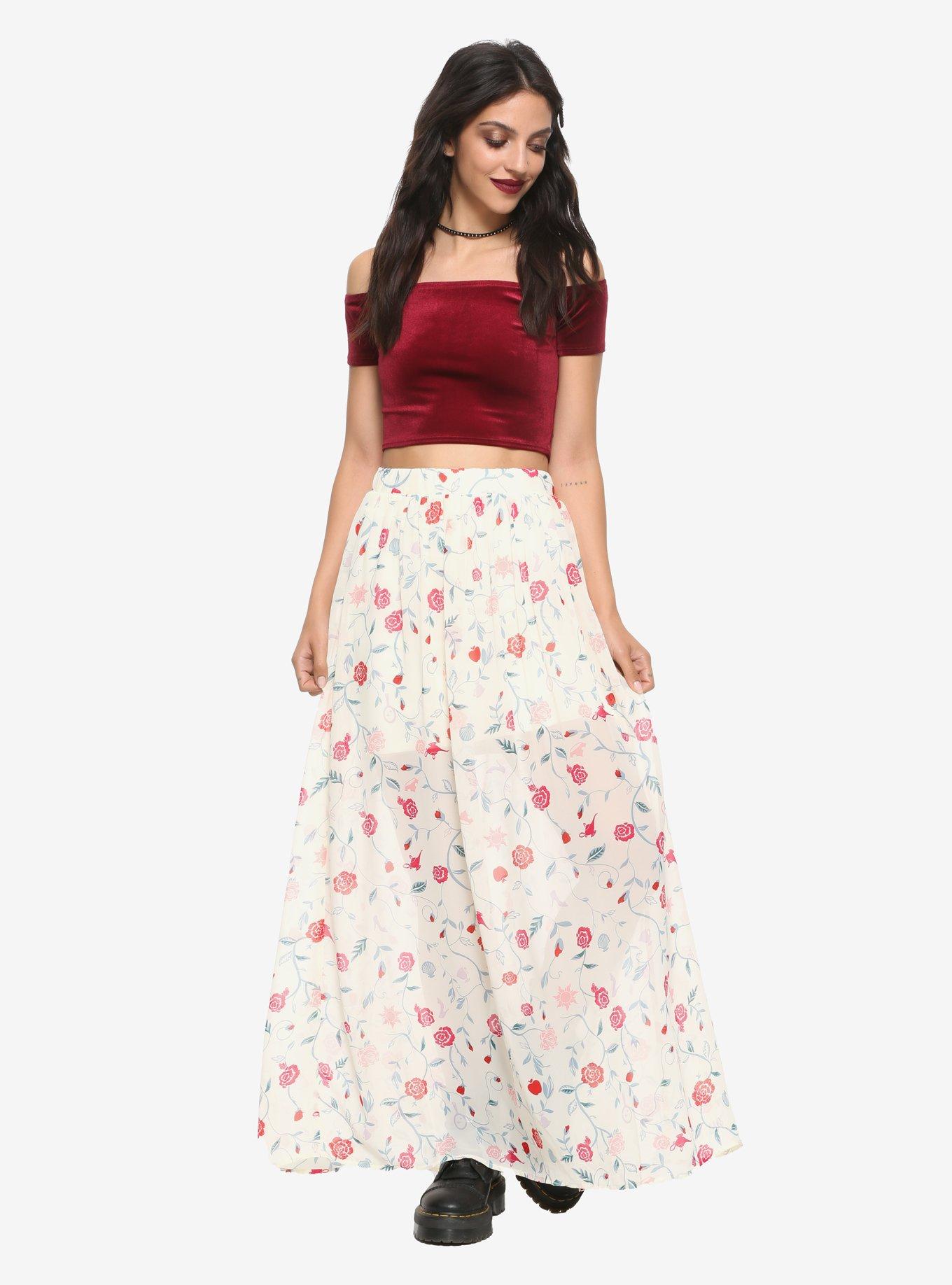 Disney Princesses Floral Layered Maxi Skirt, MULTICOLOR, alternate