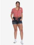 Jurassic Park Ellie Tie-Front Girls Crop Woven Button-Up Plus Size, , alternate